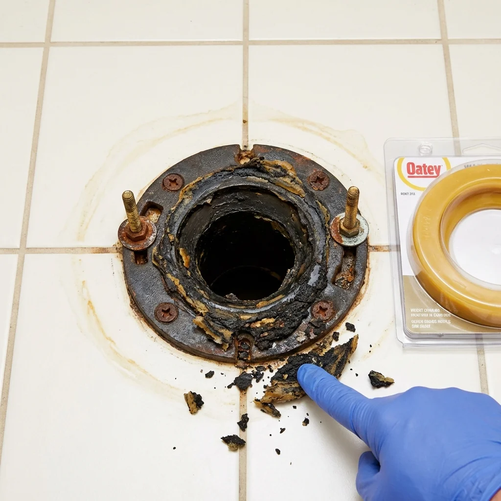 Failed wax ring showing water seepage at the base of a toilet in a Memphis, TN home