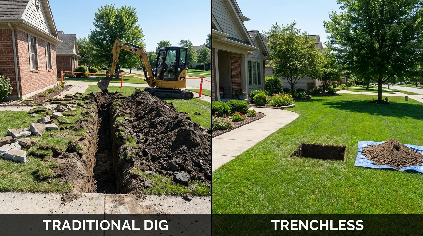 Trenchless sewer repair with minimal yard damage versus traditional excavation in Memphis, TN